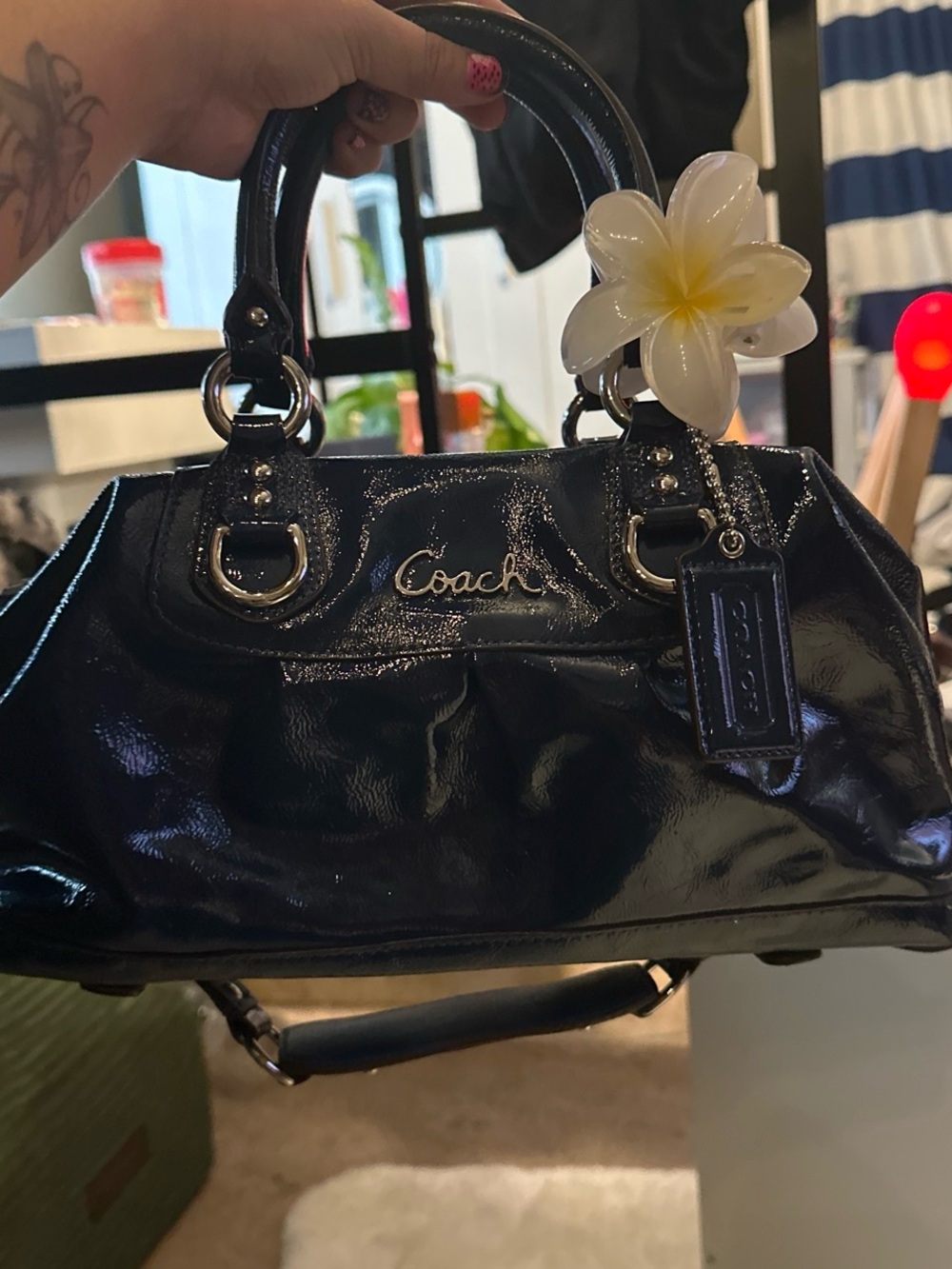 Coach Glossy Patent Satchel - Black